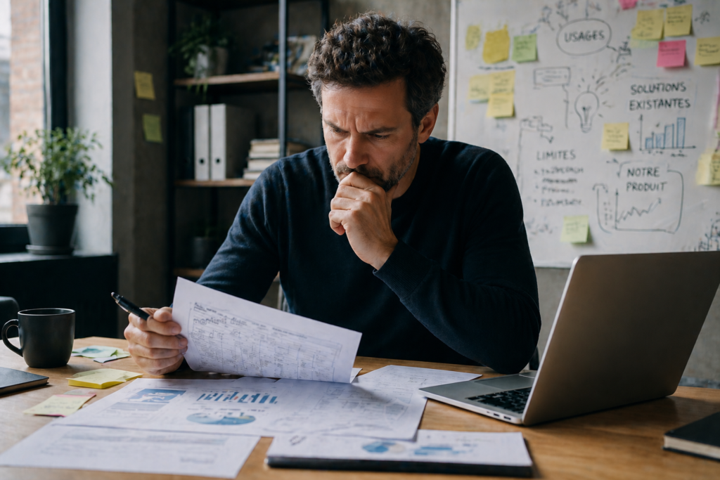 analyse etude de marche CII avec professionnel evaluant des solutions concurrentes et positionnement produit